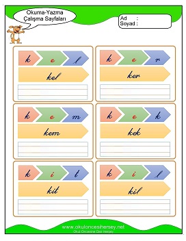 k sesi Grubu Çalışma Sayfaları